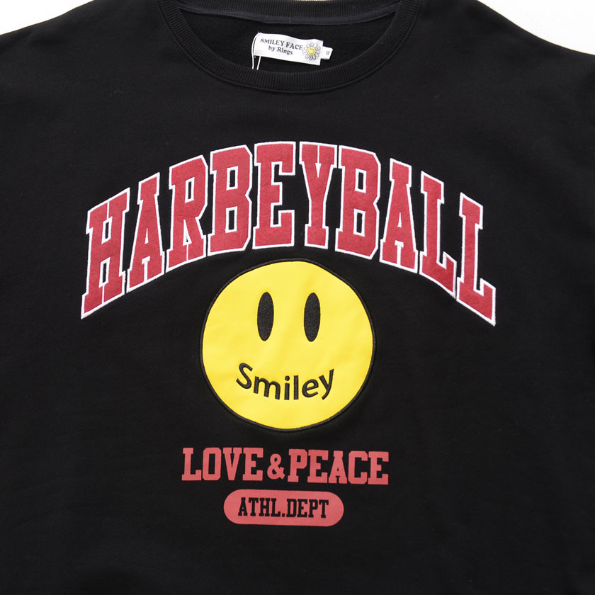【SALE/セール】SMILEY FACE(スマイリーフェイス)裏毛スマイリーカレッジロゴクルーネック長袖ビッグトレーナー/全3色
