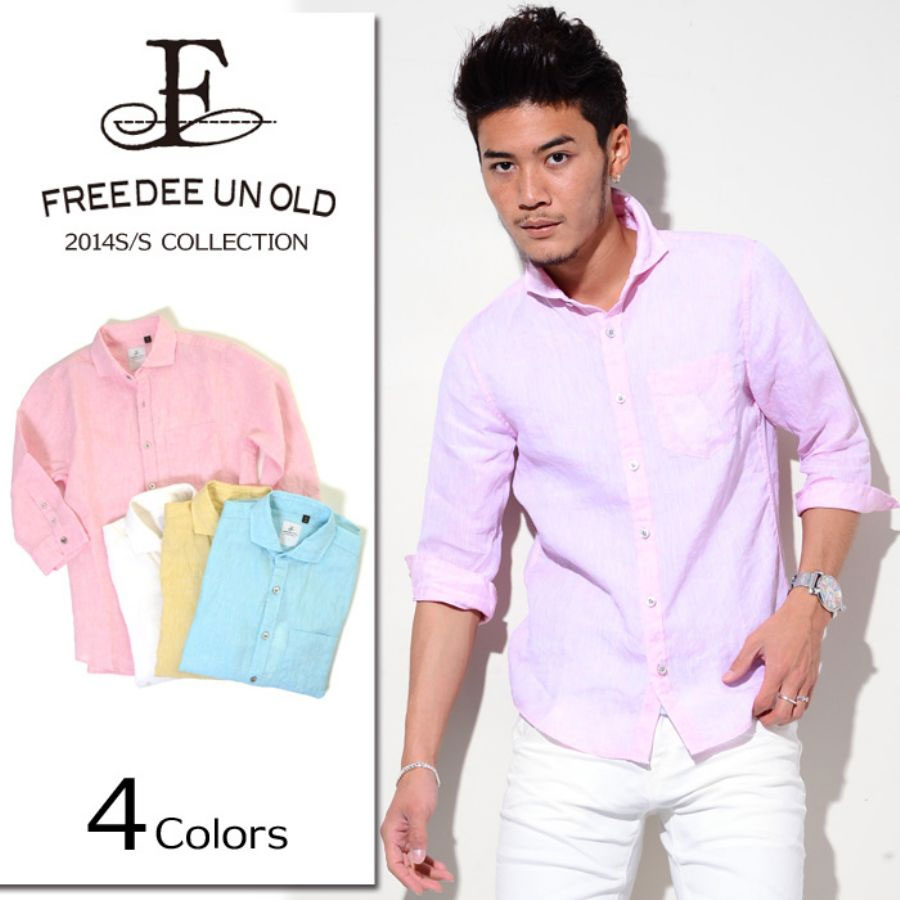 Freedee Un Old フリーディー ワイドカラーリネンシャツ 全4色