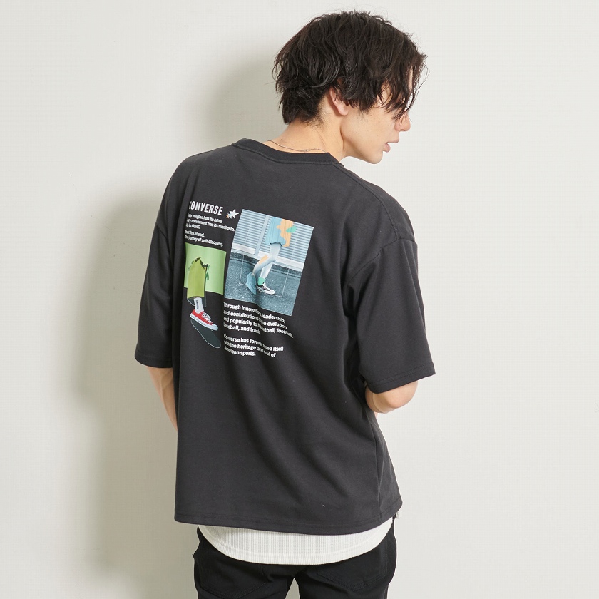 Converse コンバース 裏メッシュバックイラストプリントクルーネック半袖ビッグtシャツ 全4色