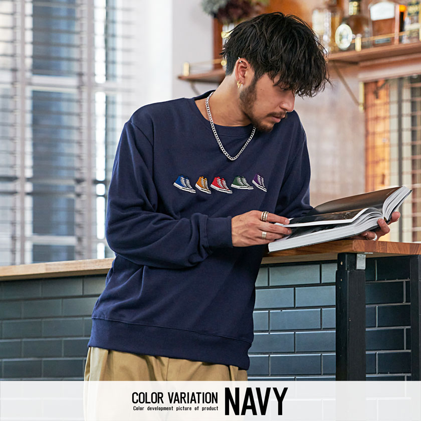 日本に スウェット 22S S NEW CONVERSE コンバース カラフルシューズ ワッペン カレッジロゴ トレーナー ユニセックス  rehabatriversedge.com