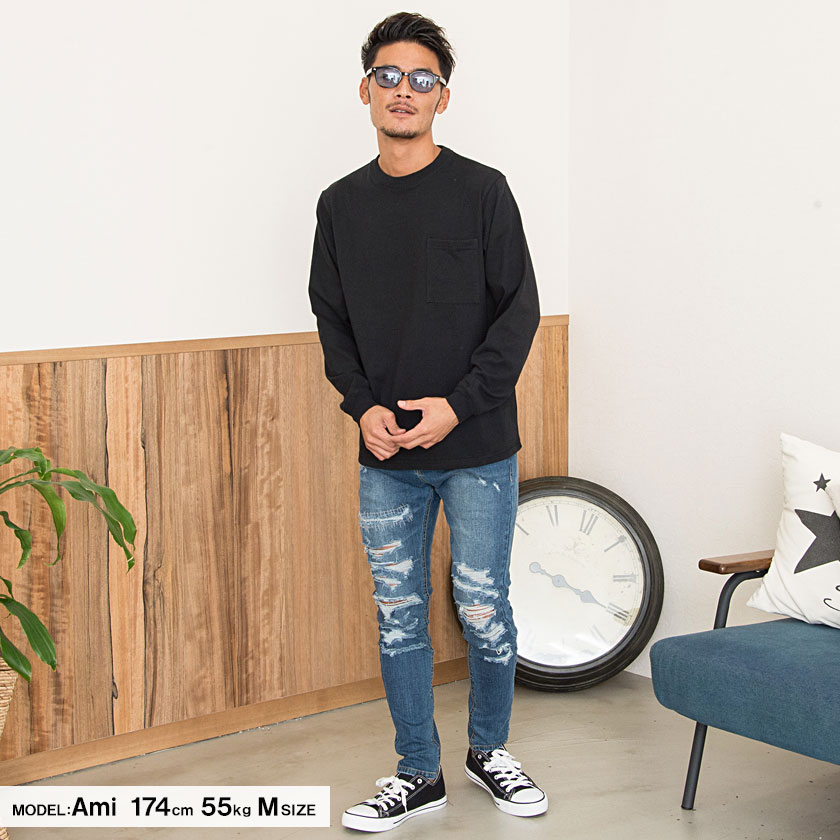 Goodwear グッドウェア ヘビーウェイトポケット付きビッグシルエット長袖tシャツ 全15色