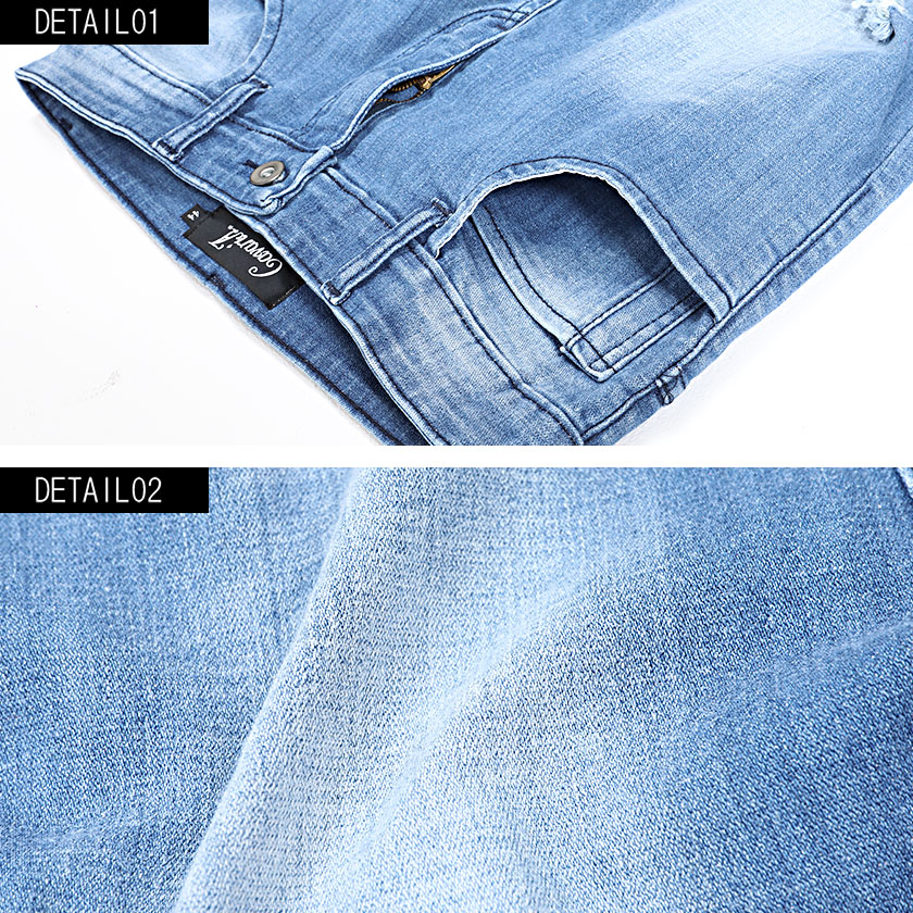 Cavaria キャバリア ハードダメージブリーチ加工デニムパンツ 全2色