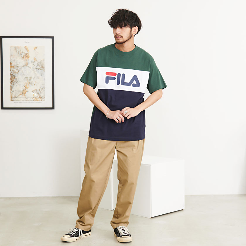 FILA(フィラ)ロゴ切り替え半袖Tシャツ/全4色