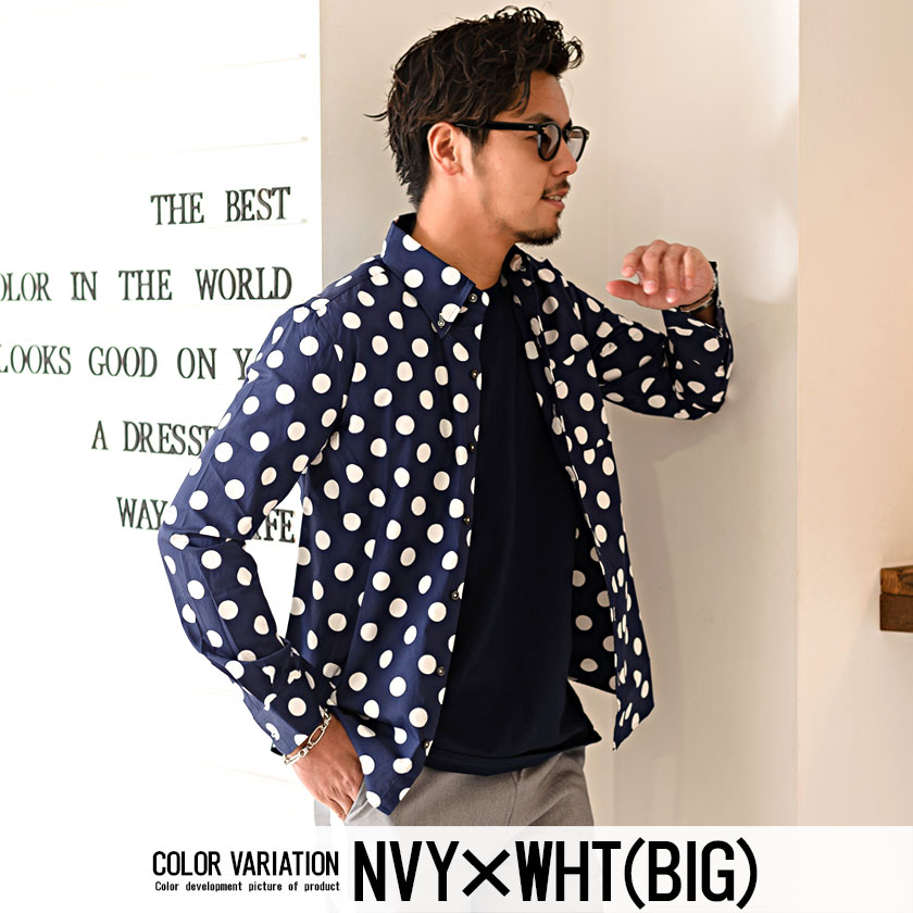 Garson Wave ギャルソンウェーブ 国産ブロード水玉ボタンダウンシャツ 全6色