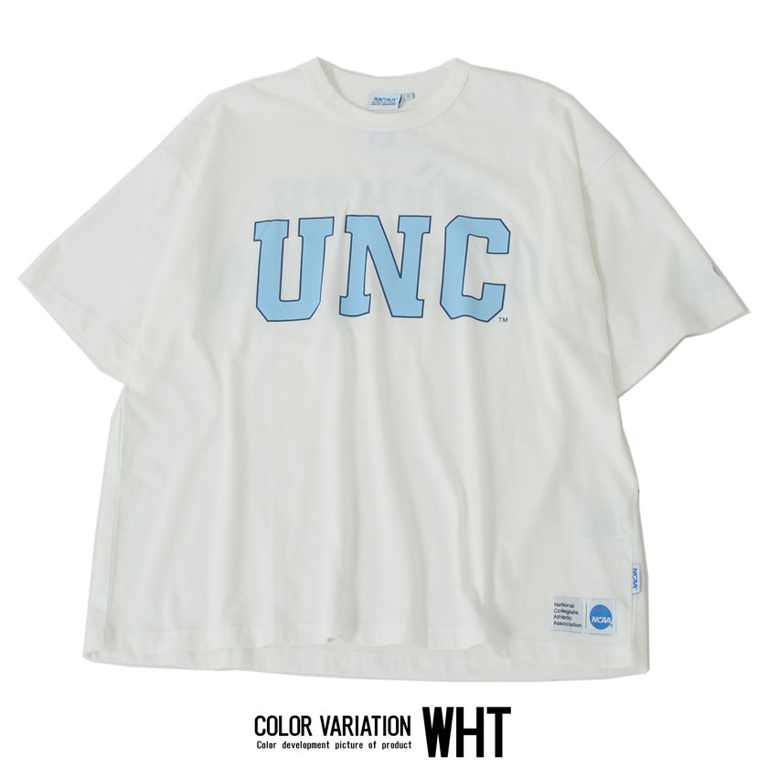 NCAA（エヌシーエーエー)ロゴプリントクルーネック半袖ビッグシャツT 
