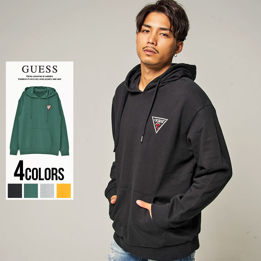 GUESS(ゲス)デザインロゴ刺繍プルオーバーパーカー/全4色