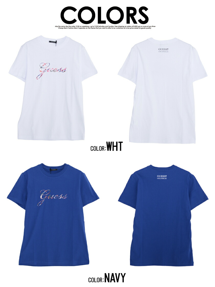 Guess ゲス フラワーシリコンプリントクルーネック半袖tシャツ 全3色