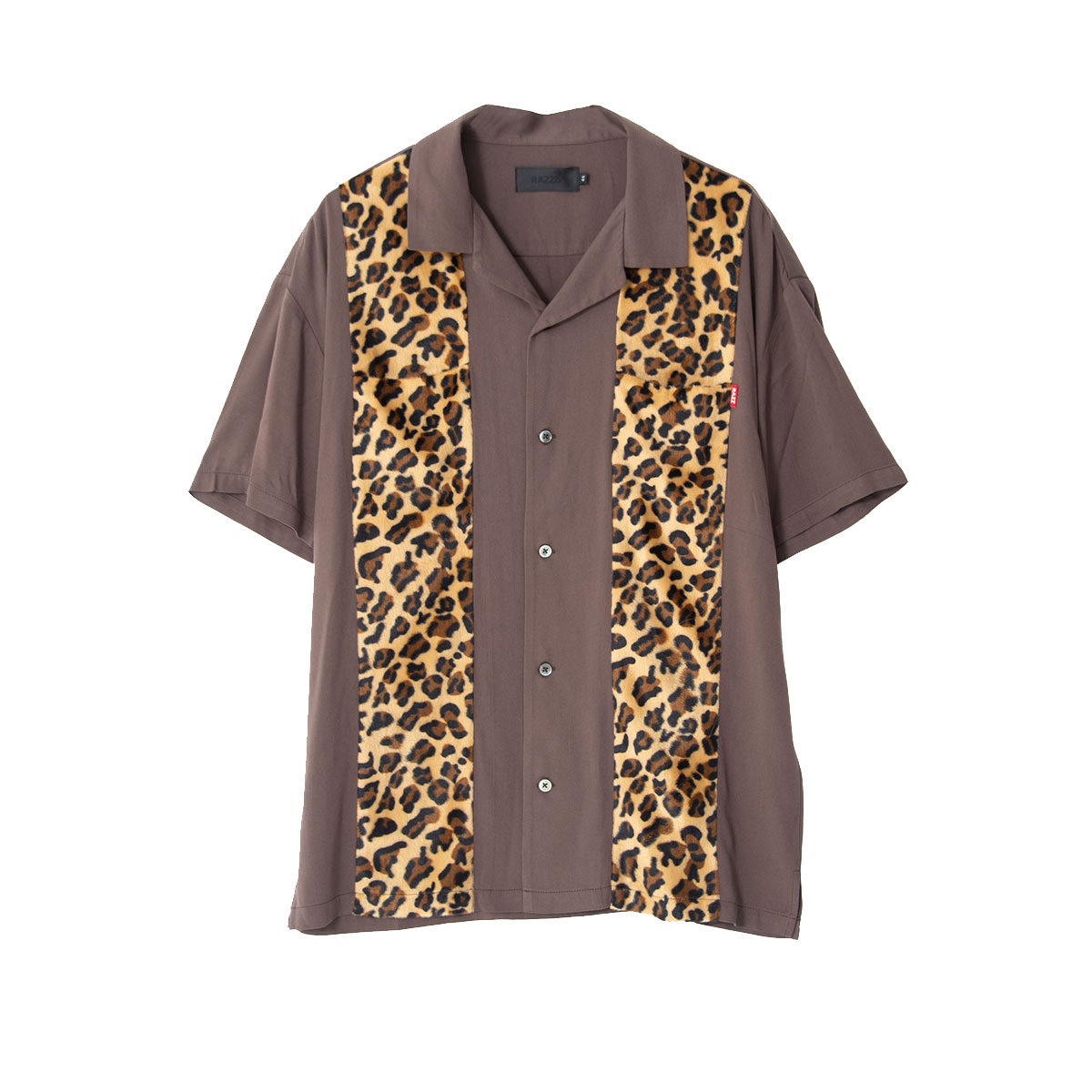 Razzis ラズ ヒョウ柄切り替え半袖シャツ 全2色