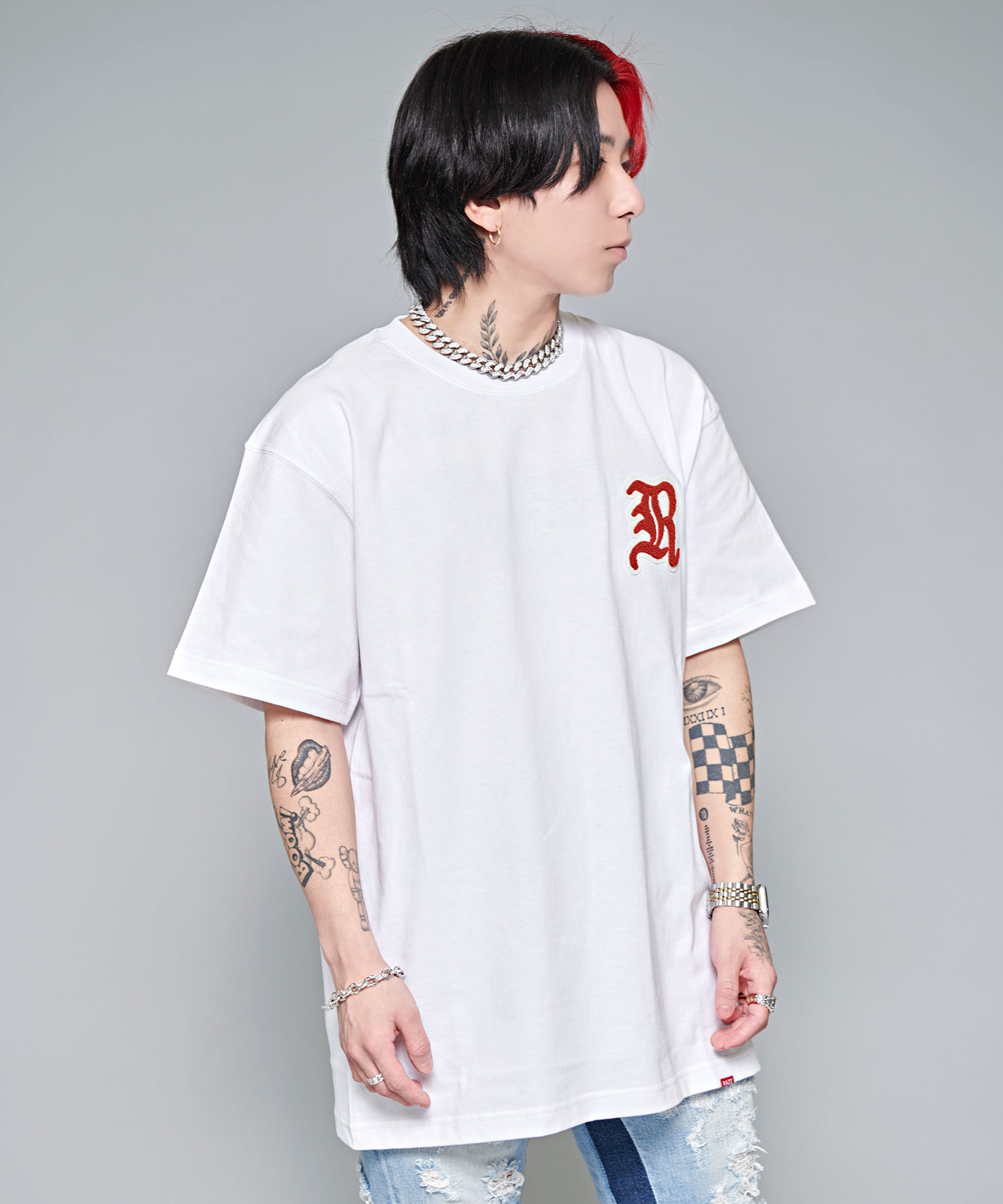 RAZZIS(ラズ)Rロゴサガラワッペンバックプリント半袖Tシャツ/全3色