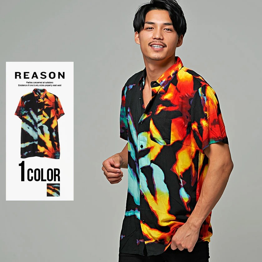 【なないろクレヨン さま専用】Reason/リーズン/総柄半袖シャツ/花柄
