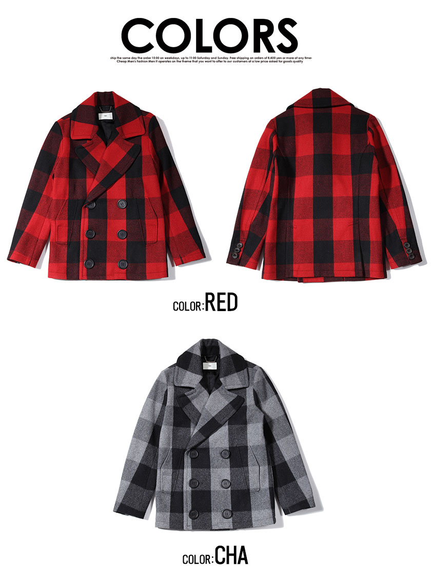 再再販 TMT BUFFALO CHECK バッファロー チェック ピーコート tdh