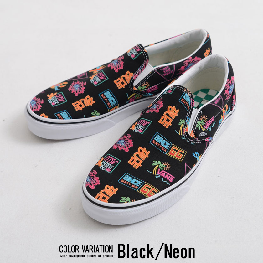 VANS(バンズ)Lifestyle Classic Slip-On (Vans Market) Black/Neon/全